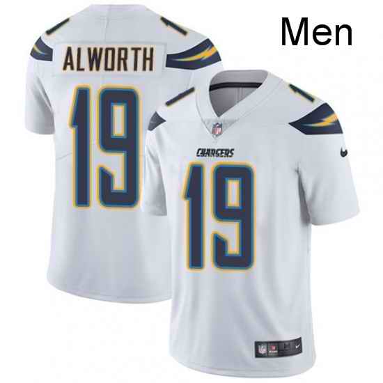 Men Nike Los Angeles Chargers 19 Lance Alworth White Vapor Untouchable Limited Player NFL Jersey